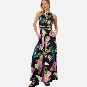 Ted Baker Women Maudee Wrap Halter Neck Jumpsuit Floral Wide Leg Size 4 READ